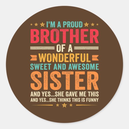 私は素晴誇りを持ったらしい甘い兄で ラウンドシール (正面)