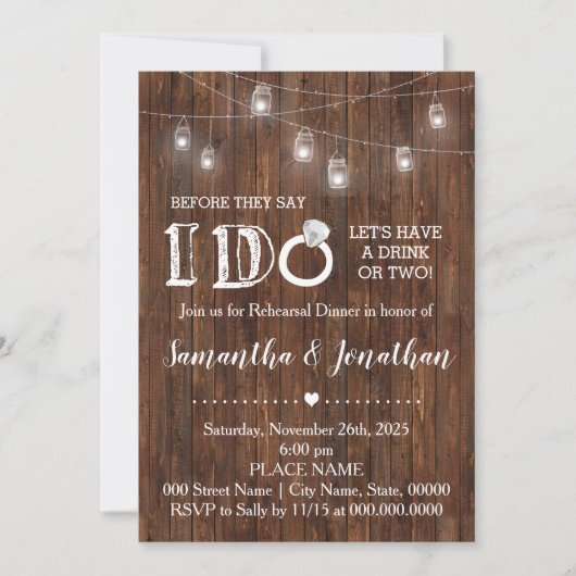 私は素朴カップルで田舎の納屋のシャワーを結婚する 招待状 (正面)