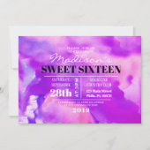 私は紫の水彩色のSweet sixteen招待状 招待状 (正面)