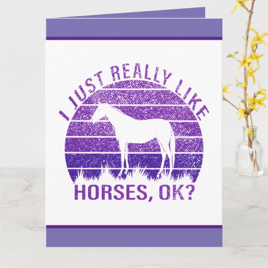 私は紫の馬が本当に好きだ カード (黄色い花)