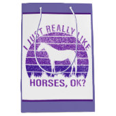 私は紫の馬が本当に好きだ ミディアムペーパーバッグ (正面)