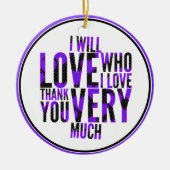 私は紫色を好む人を愛する セラミックオーナメント (正面)