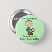 私は経験します自閉症(男の子)を 缶バッジ (正面&裏面)