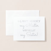 私は結婚できない | 花嫁おもしろいのメイドまたはメイド・オブ・オーナー（花嫁付き添い人） 箔カード (封筒付き正面)