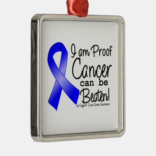 私は結腸がんが打ち負かされうる証拠だ メタルオーナメント (右)