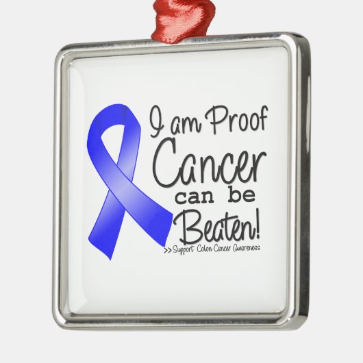 私は結腸がんが打ち負かされうる証拠だ メタルオーナメント (左)