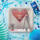 私は絵を描愛してるよハート壁画 ペーパープレート (パーティー)