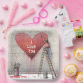 私は絵を描愛してるよハート壁画 ペーパープレート (パーティー)