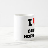 私は絶望的であることを愛します コーヒーマグカップ (中央)