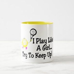 私は維持するために女の子の試みのようなテニスを遊びます ツートーンマグカップ