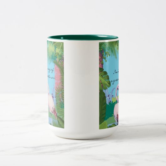 私は緑のクリスマスの夢を見ているパーソナライズされた ツートーンマグカップ (中央)
