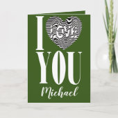 私は緑の白黒のストライプのハートが大好き シーズンカード (正面)