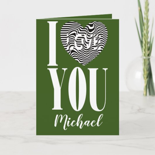 私は緑の白黒のストライプのハートが大好き シーズンカード (正面)