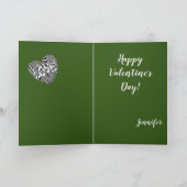 私は緑の白黒のストライプのハートが大好き シーズンカード (内部)