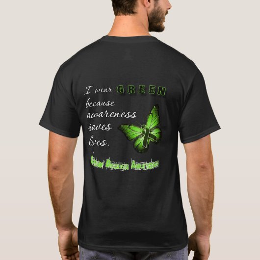 私は緑を着る - 腎臓病啓発Tシャツ Tシャツ (裏面)