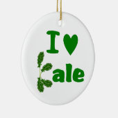 私は緑葉カンラン(Iのハートの緑葉カンラン)の野菜か庭師を愛します セラミックオーナメント (右)