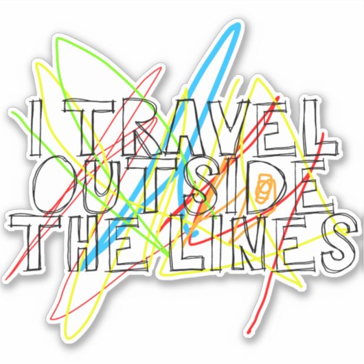 私は線のシールの外を旅行する シール (正面)