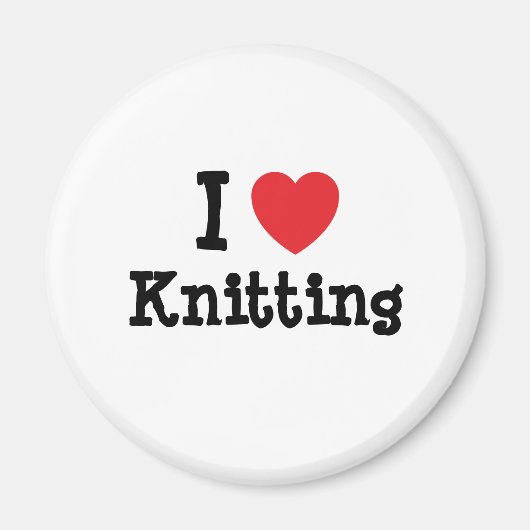 私は編み物ハートパーソナライズされた マグネット (正面)