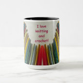 私は編むことを愛しましたり及びマグをかぎ針で編みます マグカップ (中央)
