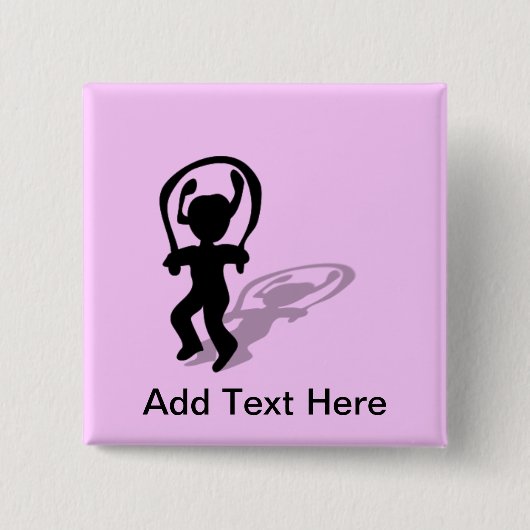 私は縄跳びのシルエットの女の子を愛します 缶バッジ (正面)