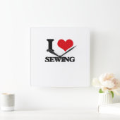 私は縫うことを愛します スクエア壁時計 (ホーム)