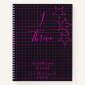 「私は繁栄する」引用文セルフジャーナル気にピンク文字 ノートブック (正面)