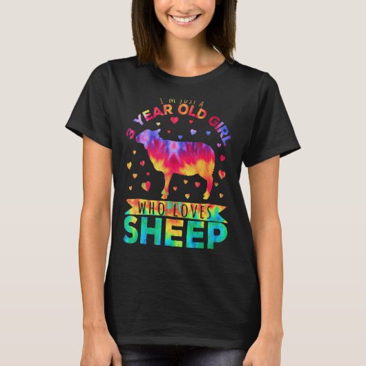 私は羊を愛する3歳の女の子 Tシャツ (正面)