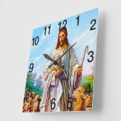 私は羊飼いのジョンのよい10:7 - 21です スクエア壁時計 (傾斜)