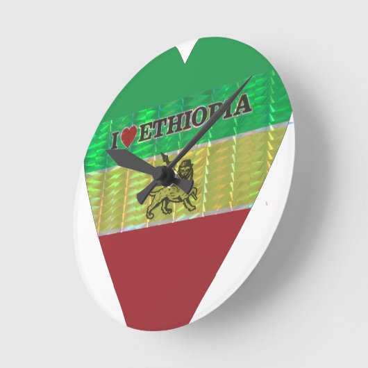 私は美しいエチオピア国旗のカラーアートが大好き ラウンド壁時計 (傾斜)