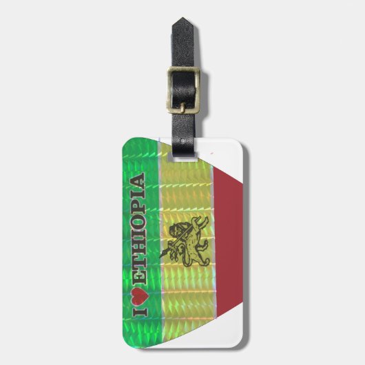 私は美しいエチオピア国旗のカラーアートが大好き ラゲッジタグ (正面縦)