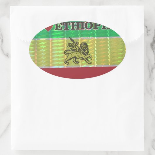 私は美しいエチオピア国旗のカラーアートが大好き 楕円形シール (バッグ)