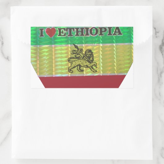 私は美しいエチオピア国旗のカラーアートが大好き 長方形シール (バッグ)