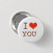 私は美しい原稿のハートのイメージ愛します 缶バッジ (正面&裏面)