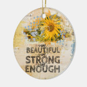 私は美しい強い私は十分なヒマワリ セラミックオーナメント (左)