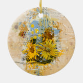 私は美しい強い私は十分なヒマワリ セラミックオーナメント (裏面)