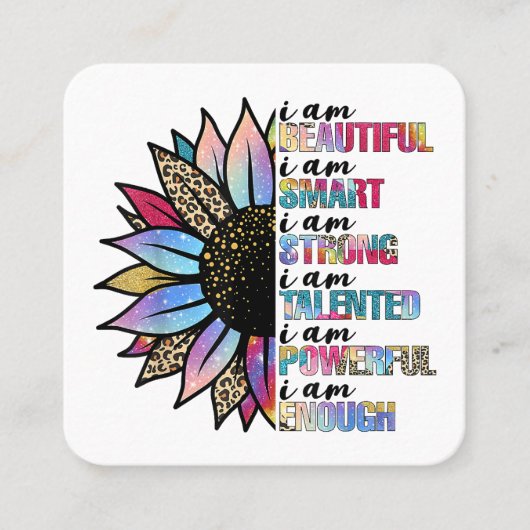 私は美しい私は強い頭が切れるレオパードの太陽である スクエア名刺 (正面)