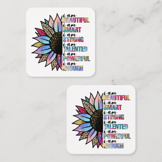 私は美しい私は強い頭が切れるレオパードの太陽である スクエア名刺 (正面/裏面)