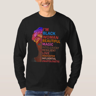 私は美しい黒人女性 魔法の知性ある強さ Tシャツ