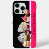 私は美味しいカップケーキが大好きピンク、明るい赤紫色ホワイト Case-Mate iPhoneケース (裏面)