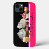 私は美味しいカップケーキが大好きピンク、明るい赤紫色ホワイト Case-Mate iPhoneケース (裏面)