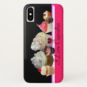私は美味しいカップケーキが大好きピンク、明るい赤紫色ホワイト Case-Mate iPhoneケース (裏面)