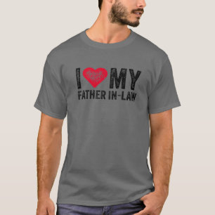 私は義父を愛している赤いハート父の日のおもしろい Tシャツ