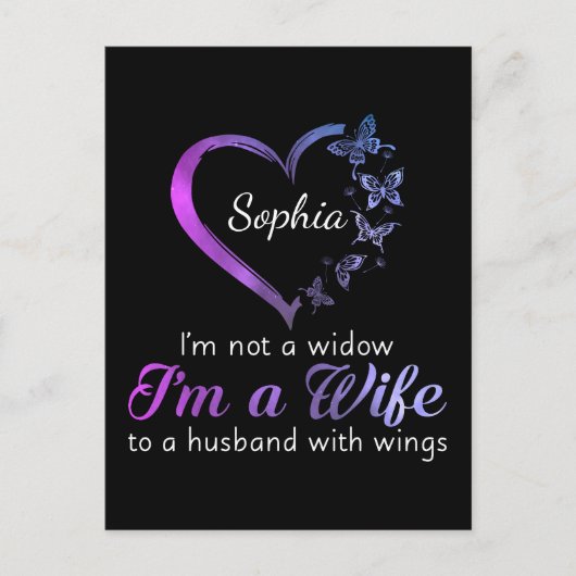 私は翼のある夫の妻の未亡人ではない ポストカード (正面)