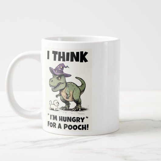私は考えお腹が空いた ジャンボコーヒーマグカップ (左)
