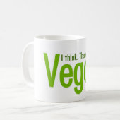 私は考えます。  従って私はビーガンです コーヒーマグカップ (正面左)