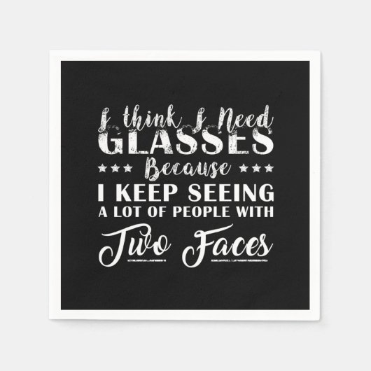 私は考え二つの顔を持つ眼鏡の人が必要おもしろい スタンダードカクテルナプキン (正面)