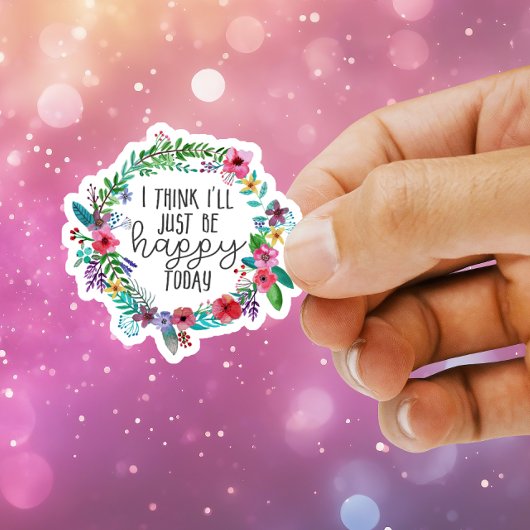 私は考え今日は幸せになる引用文ステッカー シール