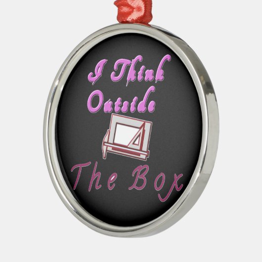 私は考えZAボックスの外に。 メタルオーナメント (左)