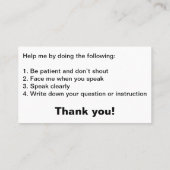 私は聴覚障害者だ、カード 名刺 (裏面)