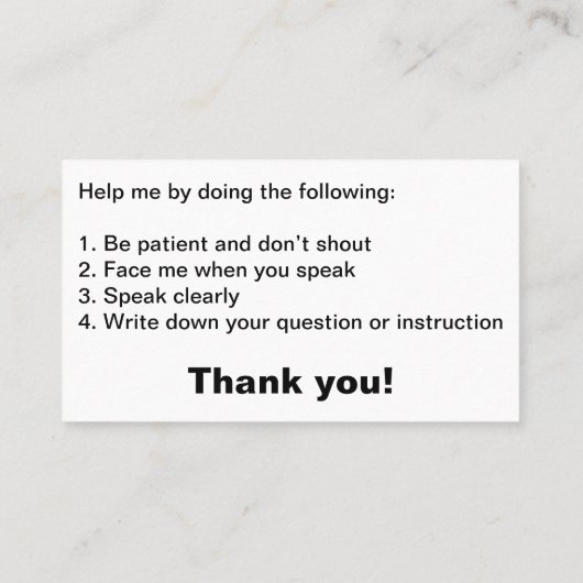 私は聴覚障害者だ、カード 名刺 (裏面)